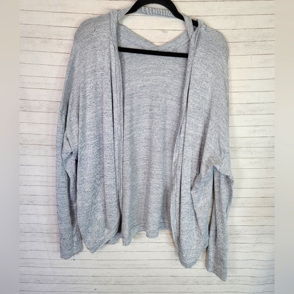 ATHLETA LUXE POSE LIGHT GRAY OPEN FRONT CARDIGAN, SZ LARGE - Picture 1 of 9